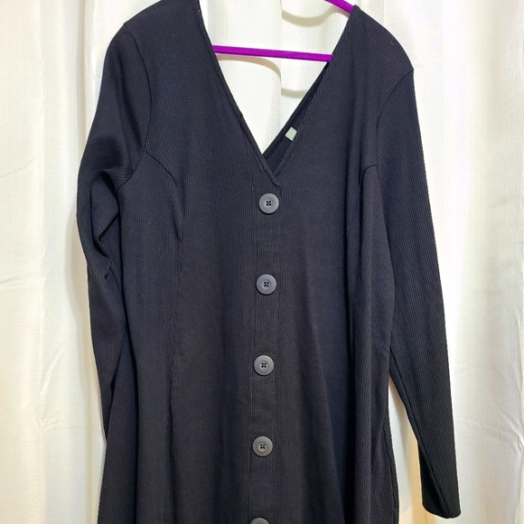 ASOS Curve Dresses & Skirts - Plus Size Long Sleeve Button Through Rib Tea Dress